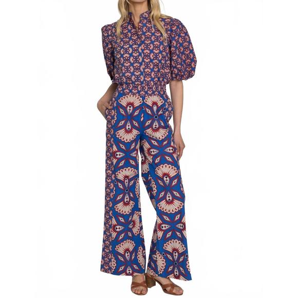 NEW ELIZABETH JAMES THE LABEL sutton pants in sapphire feather - Picture 3 of 3